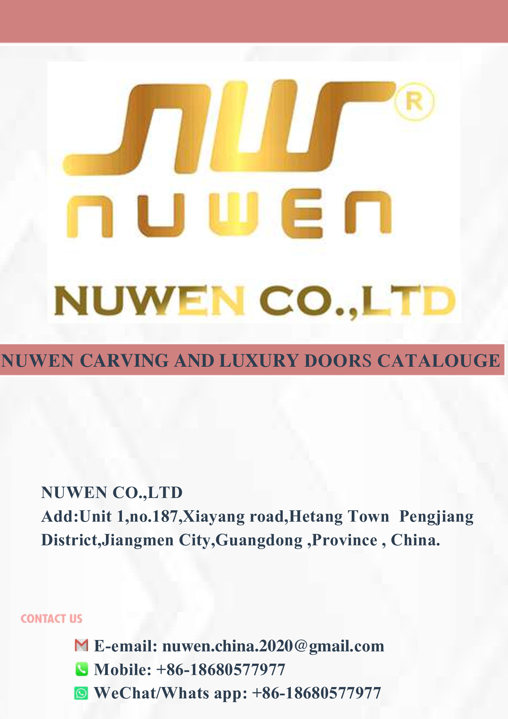 Nuwen Main Entrance Doors | Carved | Stylish | Luxury -- PDF