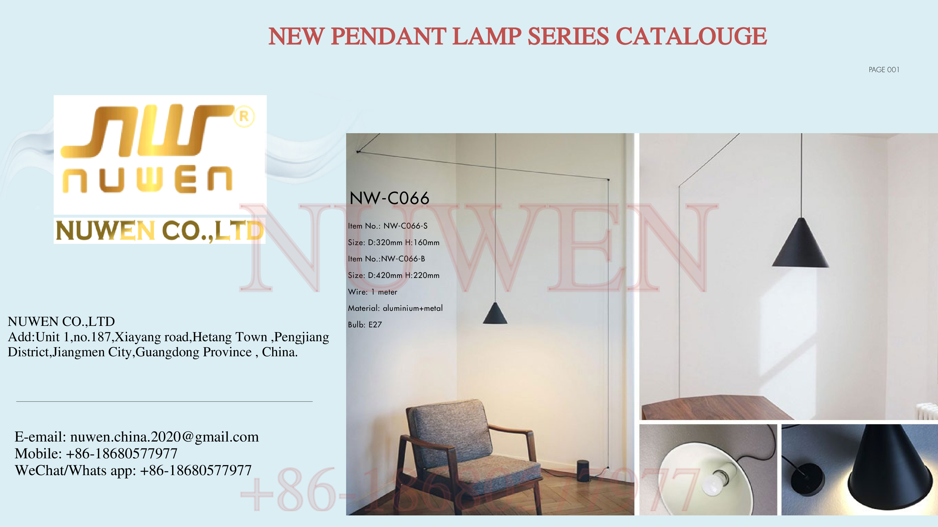 Nuwen New Pendant Light Wall Lights  -- PDF