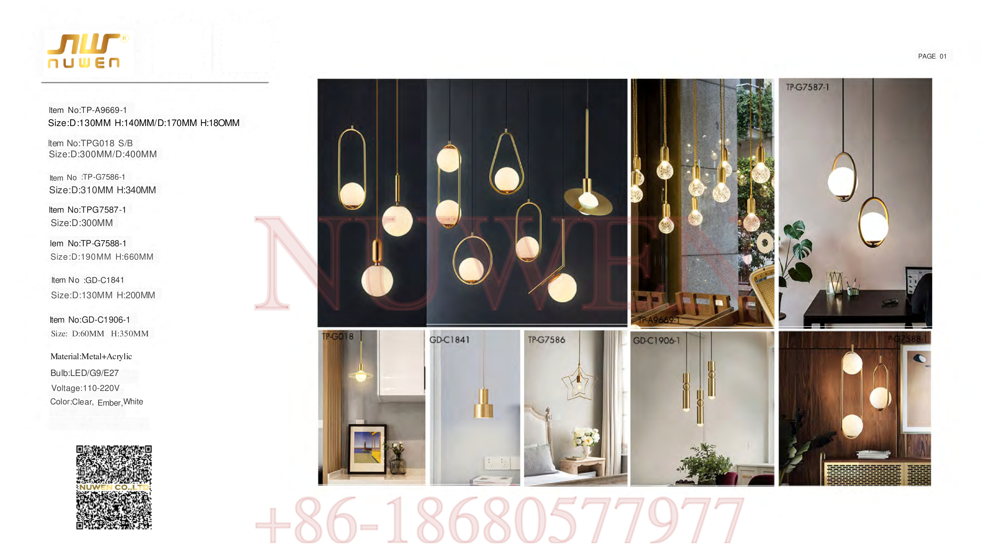 Nuwen New Pendant Light Wall Lights  -- PDF